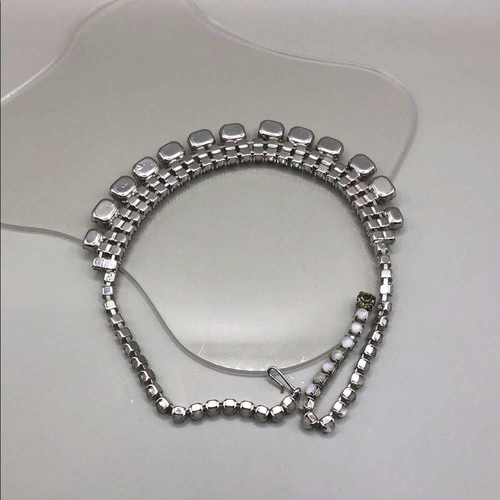 Frosted milky glass vintage collar choker formal party evening bridal necklace. - Picture 5 of 8